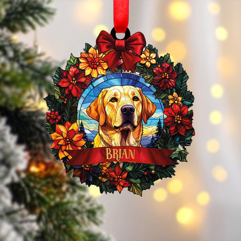Labrador Yellow Wreath Christmas Decoration